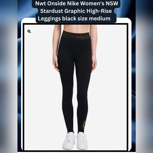 Nwt Onside Nike Women's NSW Stardust Graphic High-Rise Leggings Black Size M - Picture 3 of 9